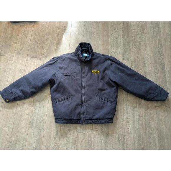 TN-MOUNTAIN Carhart Style Quilted Lined Mens Workwear Jacket Black Hooded L - Picture 1 of 12